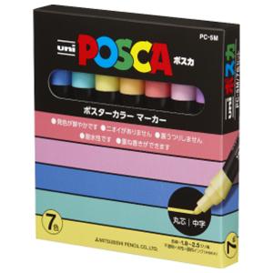 三菱鉛筆 ポスカ ナチュラルカラー 中字丸芯 7色セット POSCA PC5M7C 返品種別A｜joshin