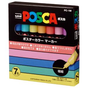 三菱鉛筆 ポスカ ナチュラルカラー 極細 7色セット POSCA PC1M7C 返品種別A｜joshin