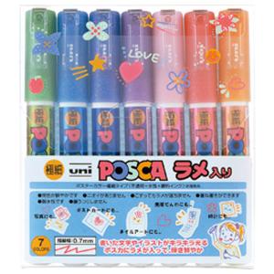 三菱鉛筆 ポスカ ラメ入り極細(7色セット) POSCA PC-1ML-7C 返品種別A｜joshin