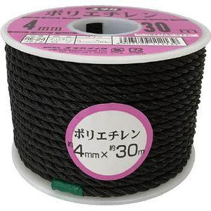 ユタカメイク ロープ PEカラーロープボビン巻 4mm×30m(ブラック) ロープ(ポリエチレン) ...