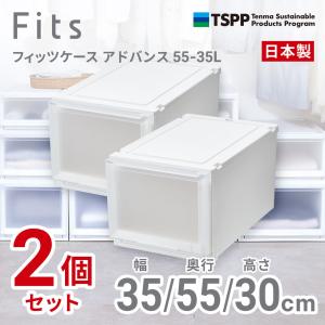 天馬 (2個組)フィッツケース アドバンス クローゼット収納 幅35×奥行55×高さ30cm(ホワイトクリア) 2025年新色 AD55-35L-2 返品種別A