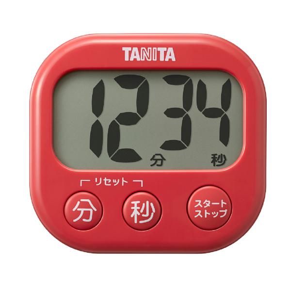 タニタ デジタルタイマー チェリーレッド TANITA 抗菌でか見えタイマー TD-429-RD 返...