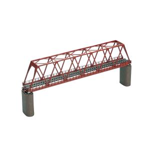 Nゲージ 複線曲弦大トラス鉄橋 F・緑・PC橋脚2本付 鉄道模型