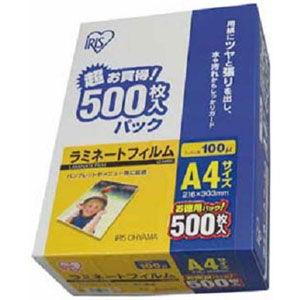 アイリスオーヤマ ラミネートフィルム 100μ A4サイズ 500枚パック(お買い得) LZ-A4500 返品種別A｜joshin