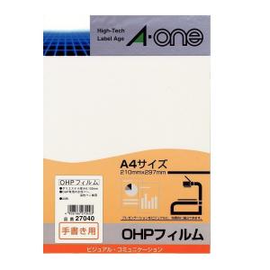 エーワン OHPフィルム 手書き用 A4判 ノーカット 20枚 A-one 27040(エ-ワン) 返品種別A