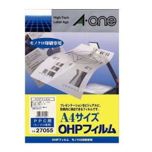 エーワン OHPフィルム PPC(モノクロコピー)用 A4判 ノーカット 100枚 A-one 27055(エ-ワン) 返品種別A｜joshin