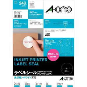 エーワン インクジェットプリンタ光沢紙 A4判 24面丸型40mmφ10シート インクジェットプリンタラベル 29223(エ-ワン) 返品種別A