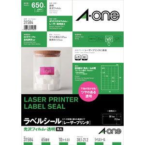 エーワン レーザープリンタラベル(フィルムタイプ・10シート・650片) 31584 返品種別A｜joshin