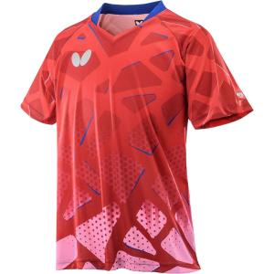 バタフライ 卓球用ゲームシャツ(男女兼用)(レッド・サイズ：S) BUTTERFLY ネストン・シャツ BUT-45800-006-S 