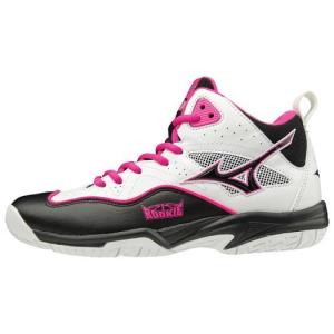 ミズノ ジュニア バスケットボールシューズ(ホワイト×ブラック×ピンク・サイズ：21.5cm) MIZUNO ルーキーBB5 W1GC197009215 返品種別A