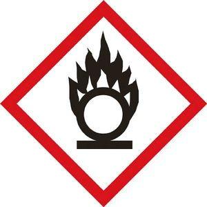 日本緑十字社 GHSステッカー標識 円上の炎 150×150mm 5枚組 PET 安全標識 37102