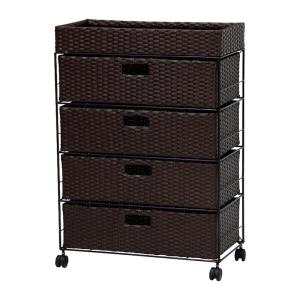 HAGIHARA(萩原) ランドリーチェスト(ダークブラウン) サニタリー 収納棚 衣類ラック 引出し RAN-2413DBR 返品種別A