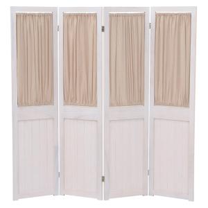 HAGIHARA(萩原) シャビーウッドファニチャー 4連パーテーション(アンティークホワイト・幅40×高さ148cm×4連)
