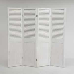 HAGIHARA(萩原) シャビーウッドファニチャー パーテーション(アンティークホワイト・幅40×高さ148cm×4連)