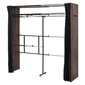 HAGIHARA(萩原) 伸縮クローゼット 棚付き(ウォールナット・幅118〜195×奥行55×高さ194cm) VR-7243WN 返品種別A