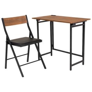 HAGIHARA(萩原) 折りたたみデスクチェアセット(ブラウン) LDC-4778BR 返品種別A