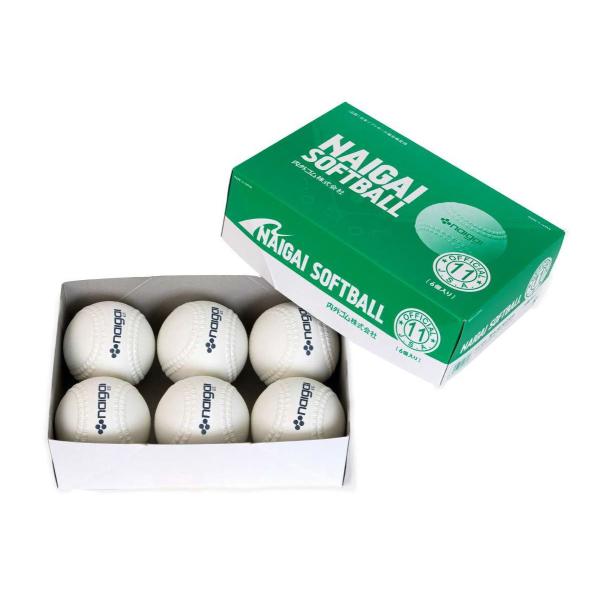 ナイガイ 内外ソフトボール 検定球 11インチ 6個 (新意匠ゴムソフトボール)  返品種別A