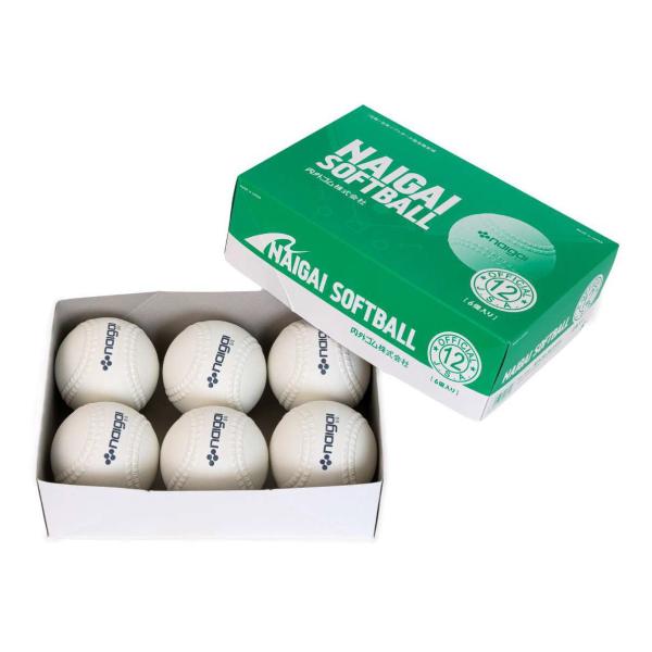 ナイガイ 内外ソフトボール 検定球 12インチ 6個 (新意匠ゴムソフトボール)  返品種別A
