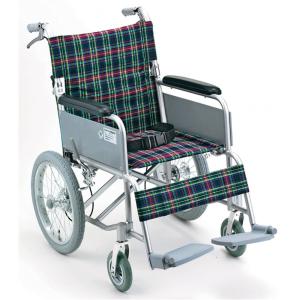 テイコブ 車いす スチール製（非課税） チェックネイビー WHS08