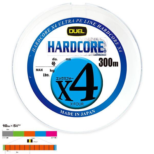 DUEL ハードコア X4 300m 10m×5色イエローマーキング(2号/ MAX30lb) 返品...