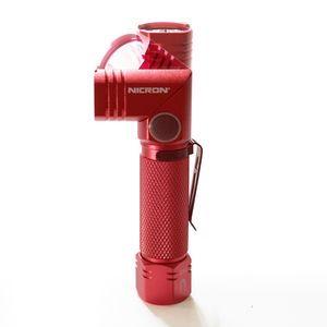 NICRON（ニクロン） 首振りLEDライト 600LM 充電式(レッド) 懐中電灯