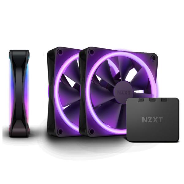NZXT NZXT 120mm 両面RGBファン 3個＆RGB照明コントローラーセットモデル ブラッ...