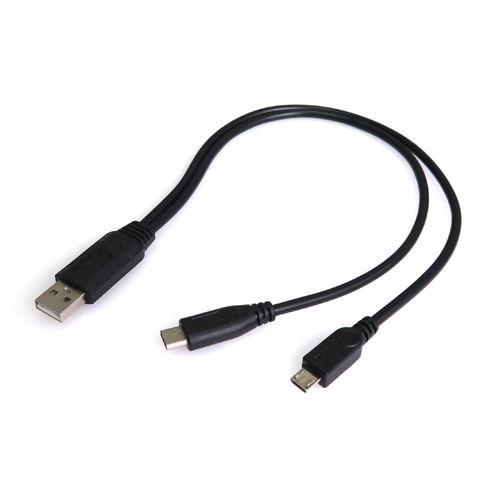 タイムリー USB 2.0 USB Aオス - Type-Cオス＆microUSBオス Y字ケーブル...