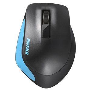 バッファロー 2.4Ghzワイヤレスマウス BlueLED光学式/ 静音/ 3ボタン Mサイズ(ブルー) Premium Fit BSMBW300MBL 返品種別A｜joshin