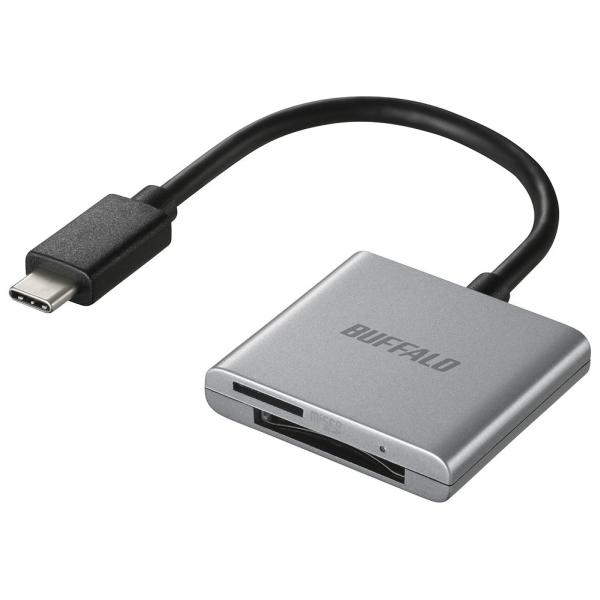 バッファロー Type-C接続 USB 3.2(Gen 1)対応 カードリーダー/ ライター(シルバ...