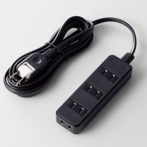 エレコム TV用ほこり防止シャッター付タップ(4個口・2.5m)ブラック ELECOM AVT-ST...