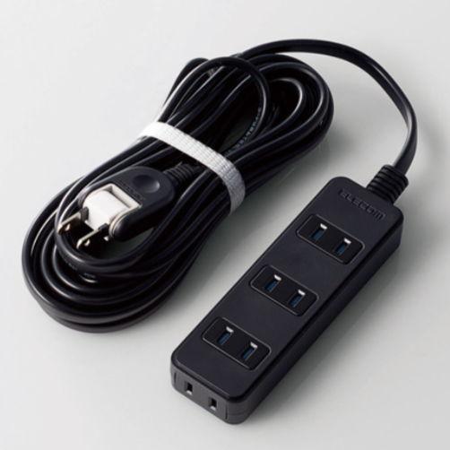 エレコム TV用ほこり防止シャッター付タップ(4個口・5.0m)ブラック ELECOM AVT-ST...