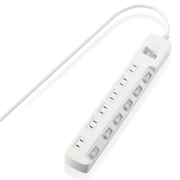 エレコム 省エネタップ 一括＆個別スイッチ 6個口 1m(ホワイト) T-E7A-2610WH 返品...