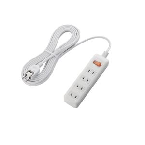 エレコム 一括スイッチ付 雷ガードタップ 2ピン・4個口・5.0m(ホワイト) T-K3A-2450WH 返品種別A