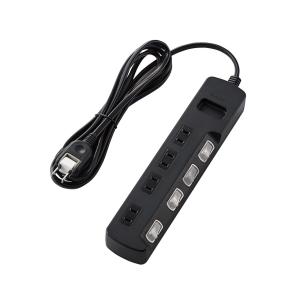 エレコム 個別スイッチ付 雷ガードタップ 2ピン・4個口・2.5m(ブラック) T-K5A-2425BK 返品種別A