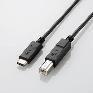 エレコム USB2.0ケーブル 最大5V/ 3A出力対応 [Type-C - B] 1.0m(ブラッ...