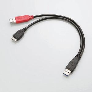 エレコム ダブルパワーケーブル USB3.0 Standard-A オスx2/ micro-B オスx1 0.675A(ブラック) USB3-AAMB5DPBK 返品種別A｜joshin