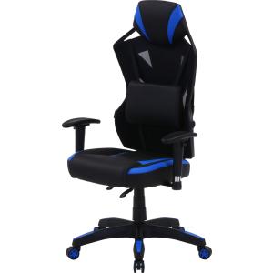 I】不二貿易 メッシュゲーミングチェア レイズ フットレスト付き