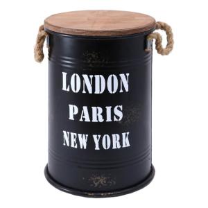 不二貿易 ブリキスツール φ27×高さ41cm(ブラック) KH74438 BK 26167 