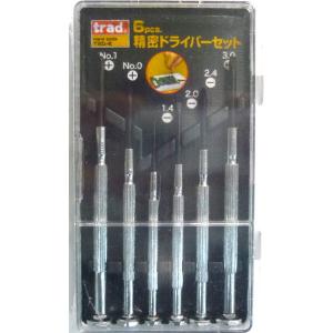 TRAD 9pcs 精密ドライバーセット (+1、+0、-1.4、-2.0、-2.4、-3.0mm) TSD-6 #823302 返品種別B