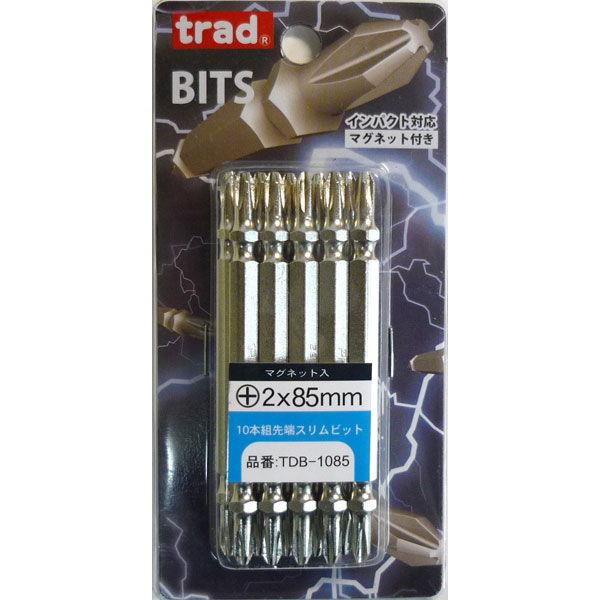 TRAD 先端スリムビット (+2×85mm) 10本組 マグネット入り TDB-1085 インパク...