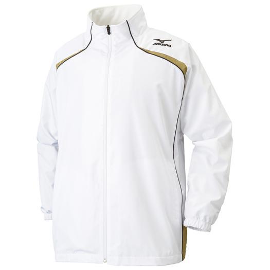ミズノ ユニセックス ウィンドブレーカーシャツ(ホワイト×ゴールド×ブラック・サイズ：L) 返品種別...