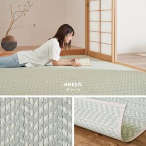 HAGIHARA 洗えるい草風カーペット パスラッシュ 江戸間6畳 passrush パスラツシユE6GR4フチ