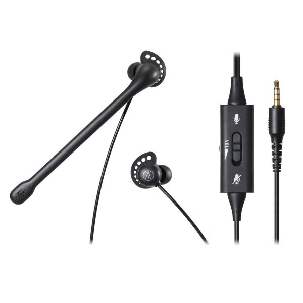 オーディオテクニカ φ3.5mm4極ミニプラグ接続 インナーイヤーヘッドセット(ブラック) ATH-...