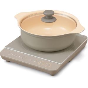 アイリスオーヤマ IHコンロ鍋セット 1400W(ブラウン) IRIS OHYAMA IHKP-T3724-T 返品種別A