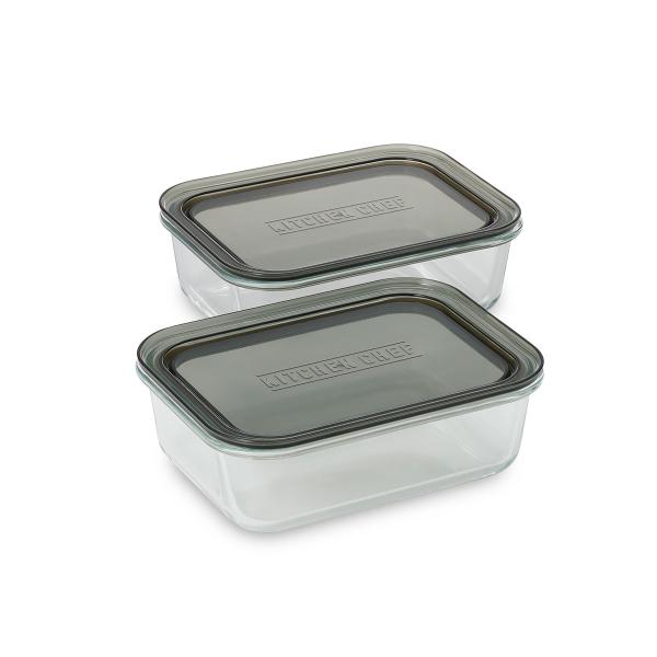 アイリスオーヤマ 耐熱ガラス容器 2点セット クリアブラック IRIS OHYAMA TGS-2Sク...