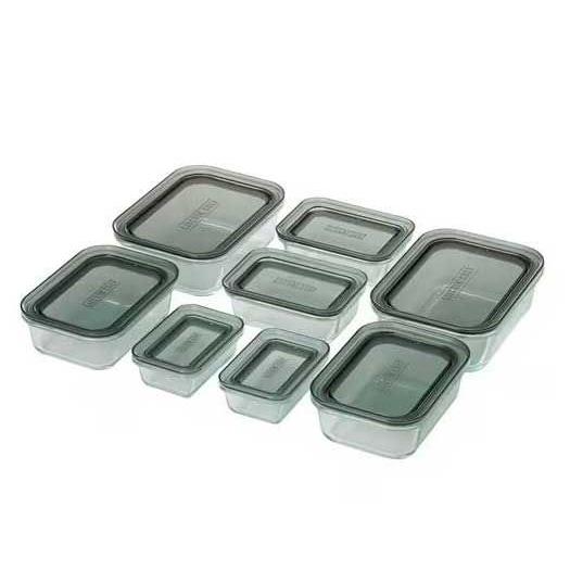 アイリスオーヤマ 耐熱ガラス容器 8点セット クリアブラック IRIS OHYAMA TGS-8Sク...