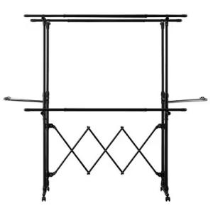 アイリスオーヤマ 組み立て簡単たっぷりスタイル物干し(ブラック) IRIS KTM-2018STブラ...