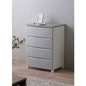 アイリスオーヤマ ウッドトップノックダウンチェスト 幅56cm×4段 (ライトグレー) KDMG-564WTグレ- 返品種別A