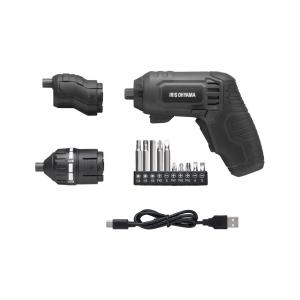 アイリスオーヤマ 充電式電動ドライバー 3.7V コードレス アタッチメント付き(グレー) IRIS USB充電 JM372A-H 返品種別B