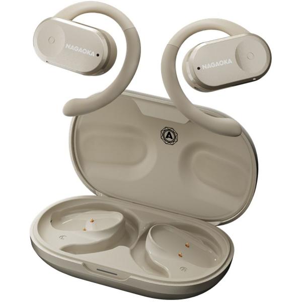 ナガオカ 可動式オープンイヤー型完全ワイヤレスイヤホン(ベージュ) NAGAOKA BT832OWS...